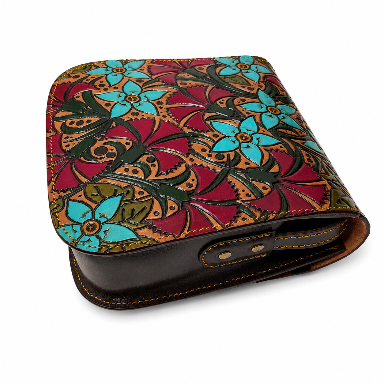 Bolso Bandolera Repujado Flores Silvestres