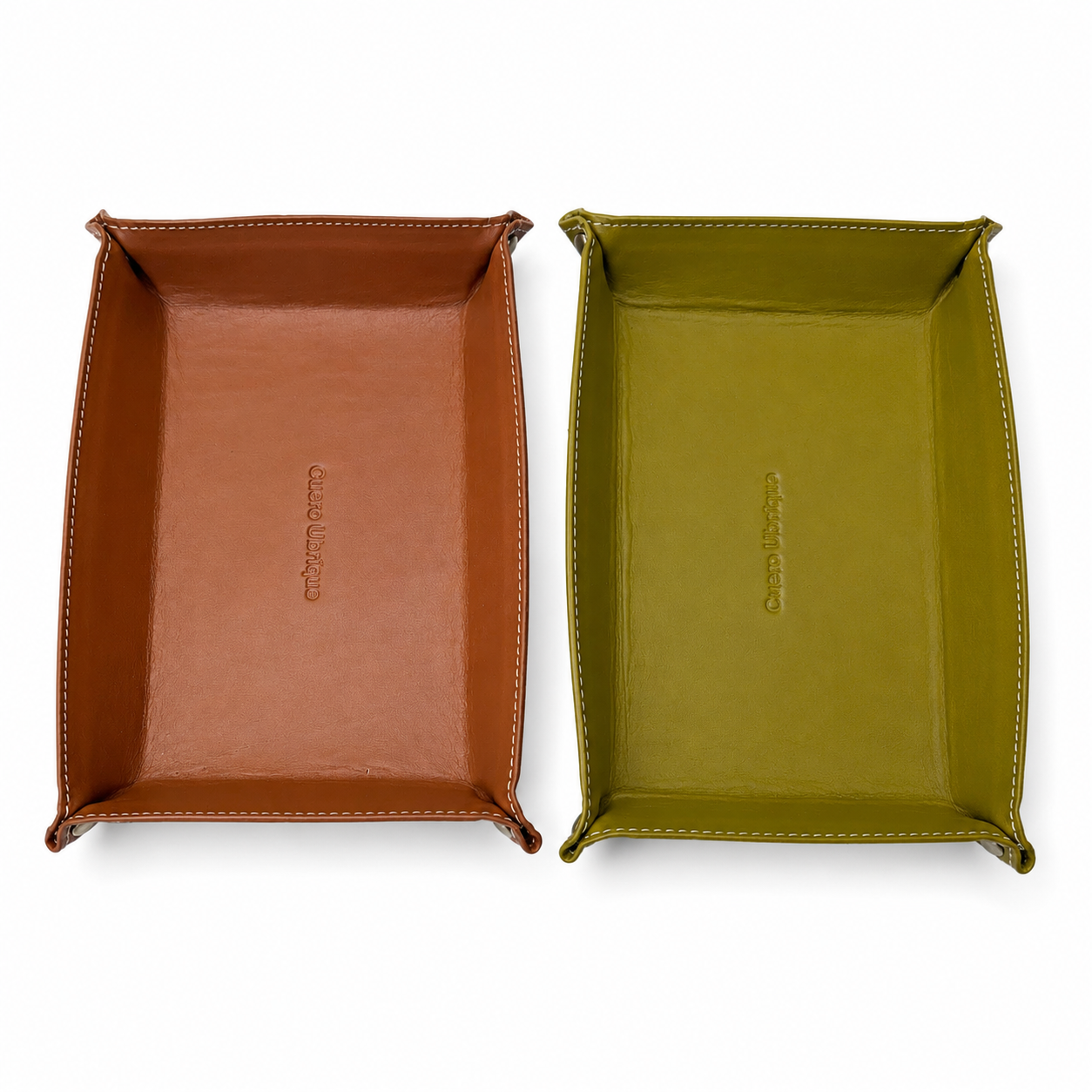 Vaciabolsillos de piel artesanal-rectangular | Organizador de escritorio y recibidor | CU88