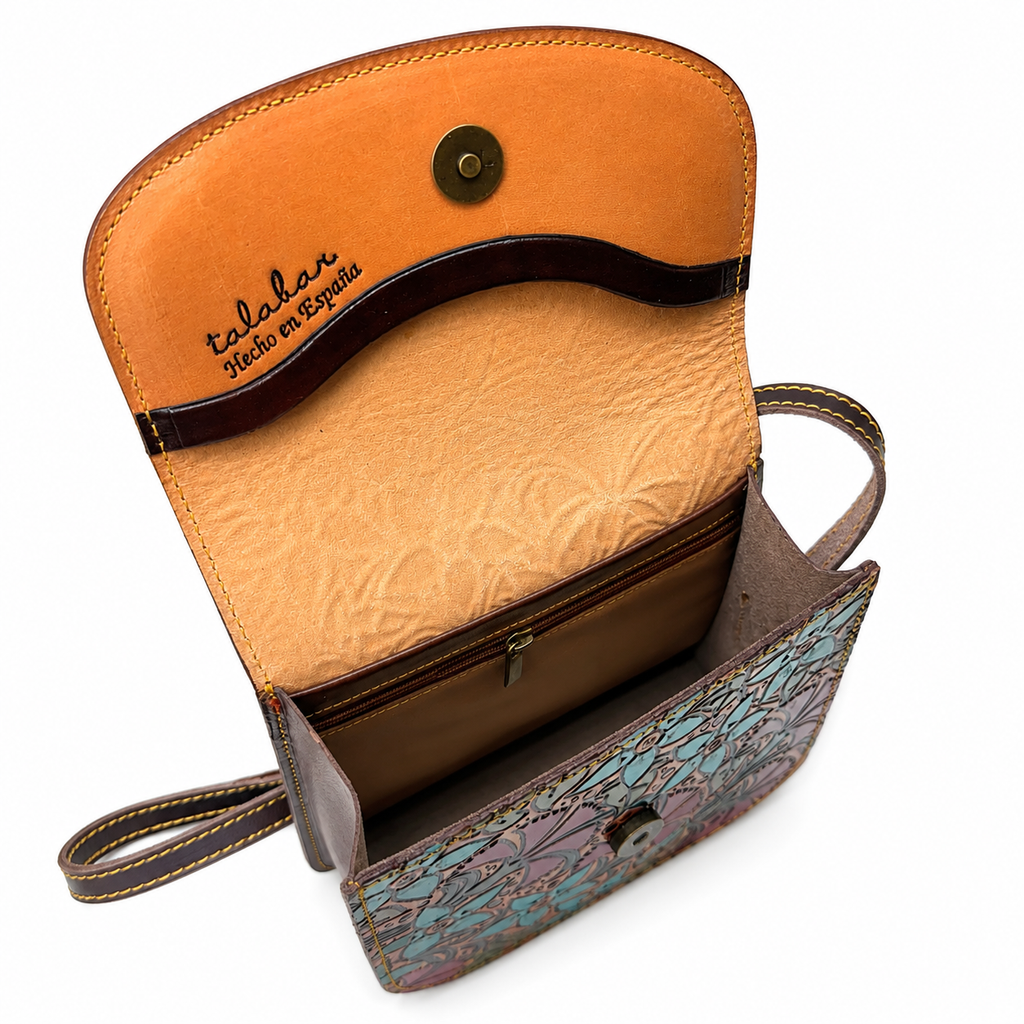 Bolso Bandolera Repujado Flores Silvestres