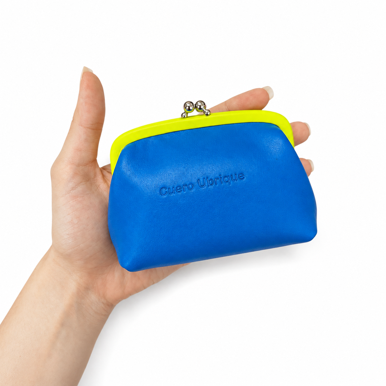 Monedero de piel artesanal con boquilla | Bicolor | CU88