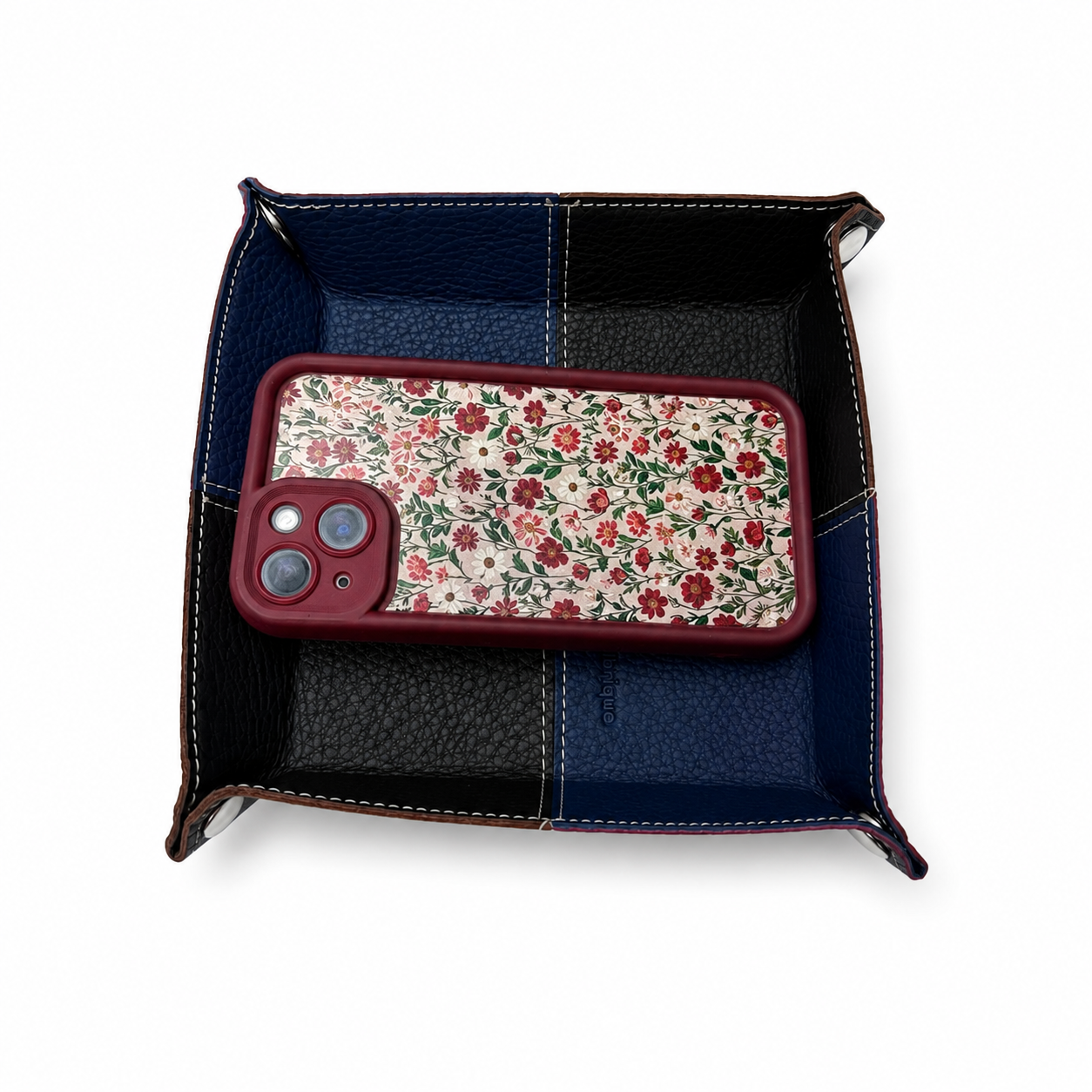Vaciabolsillos de piel artesanal-parches-broches | Organizador de escritorio y recibidor | CU88