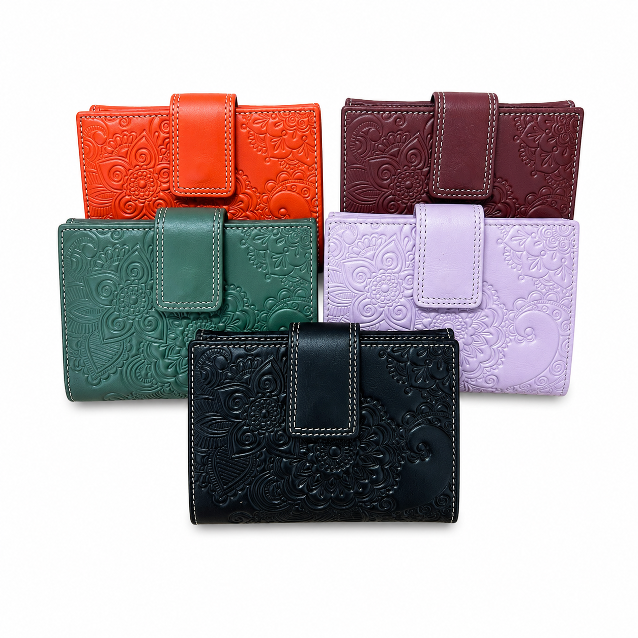 Cartera de piel Bi/Vi Peque – Grabado Floral