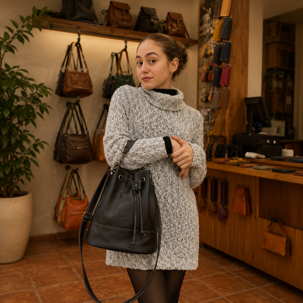 Bolso Bombonera de cuero