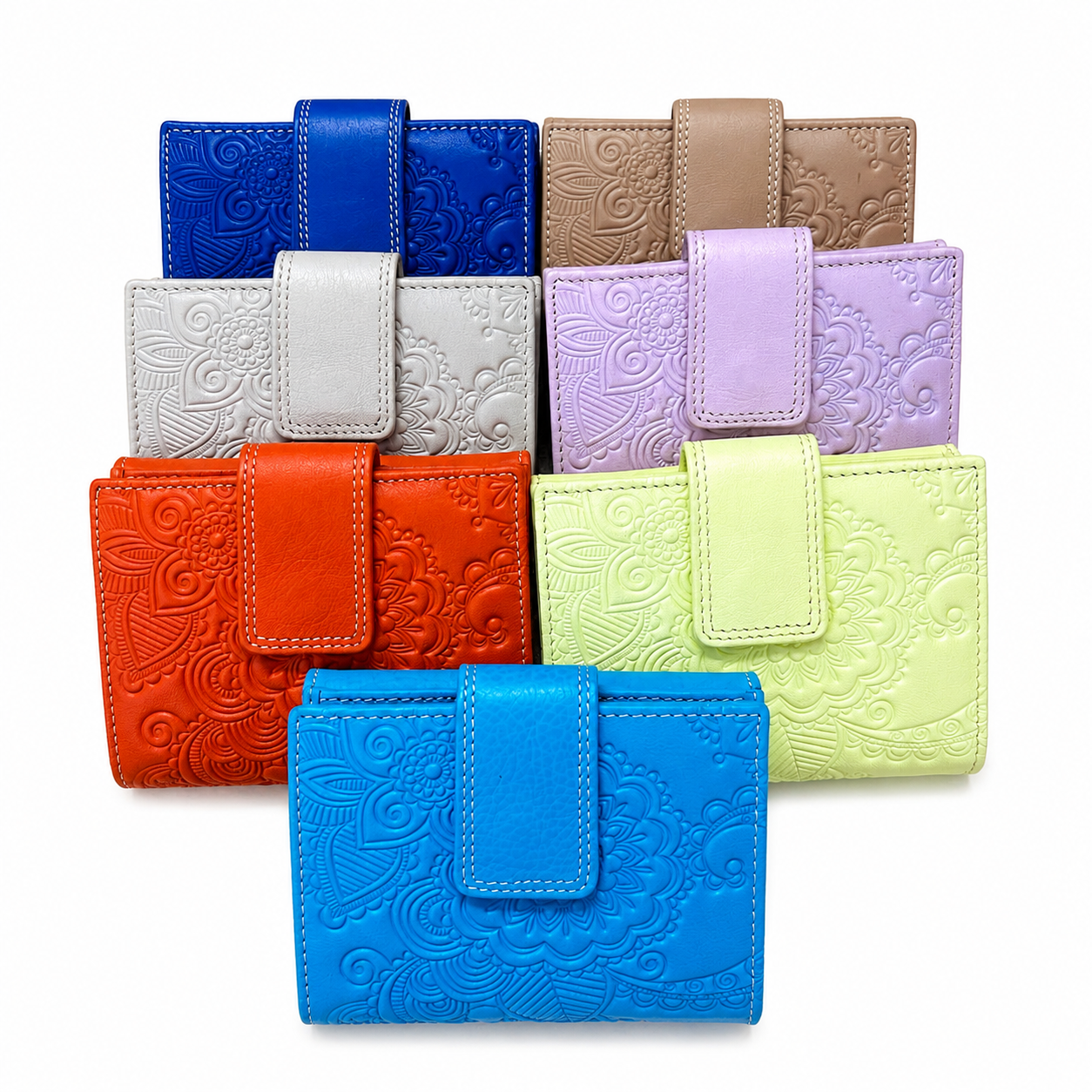 Cartera de piel BILL Peque – Grabado Floral