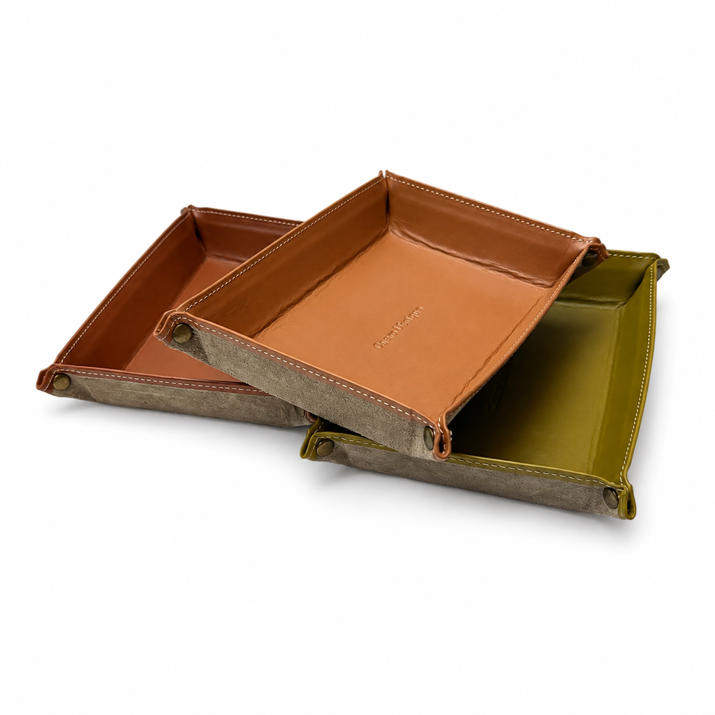 Vaciabolsillos de piel artesanal-rectangular | Organizador de escritorio y recibidor | CU88