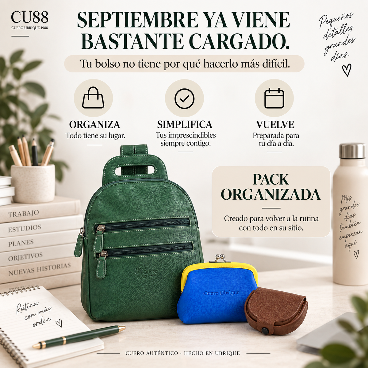 Pastillero de cuero sin costuras forrado en corcho — incluido gratis en tu pack