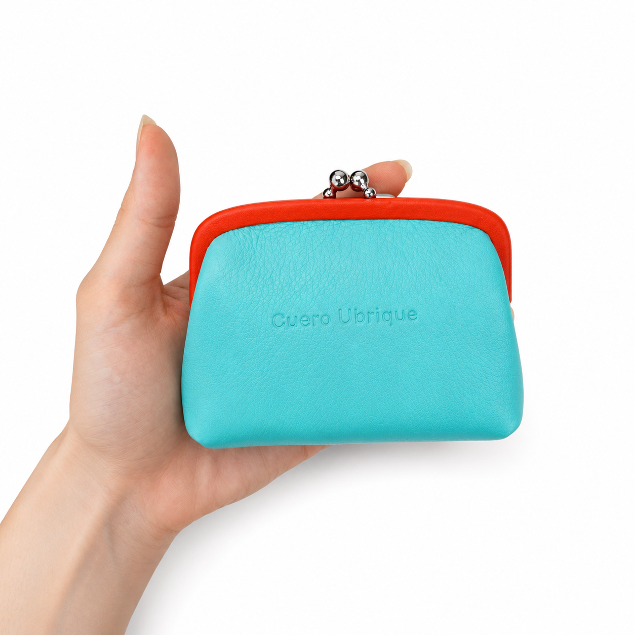 Monedero de piel artesanal con boquilla | Bicolor | CU88