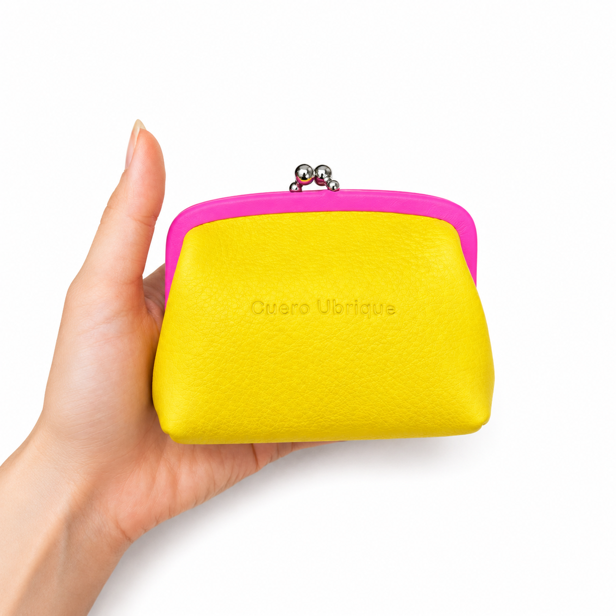 Monedero de piel artesanal con boquilla | Bicolor | CU88