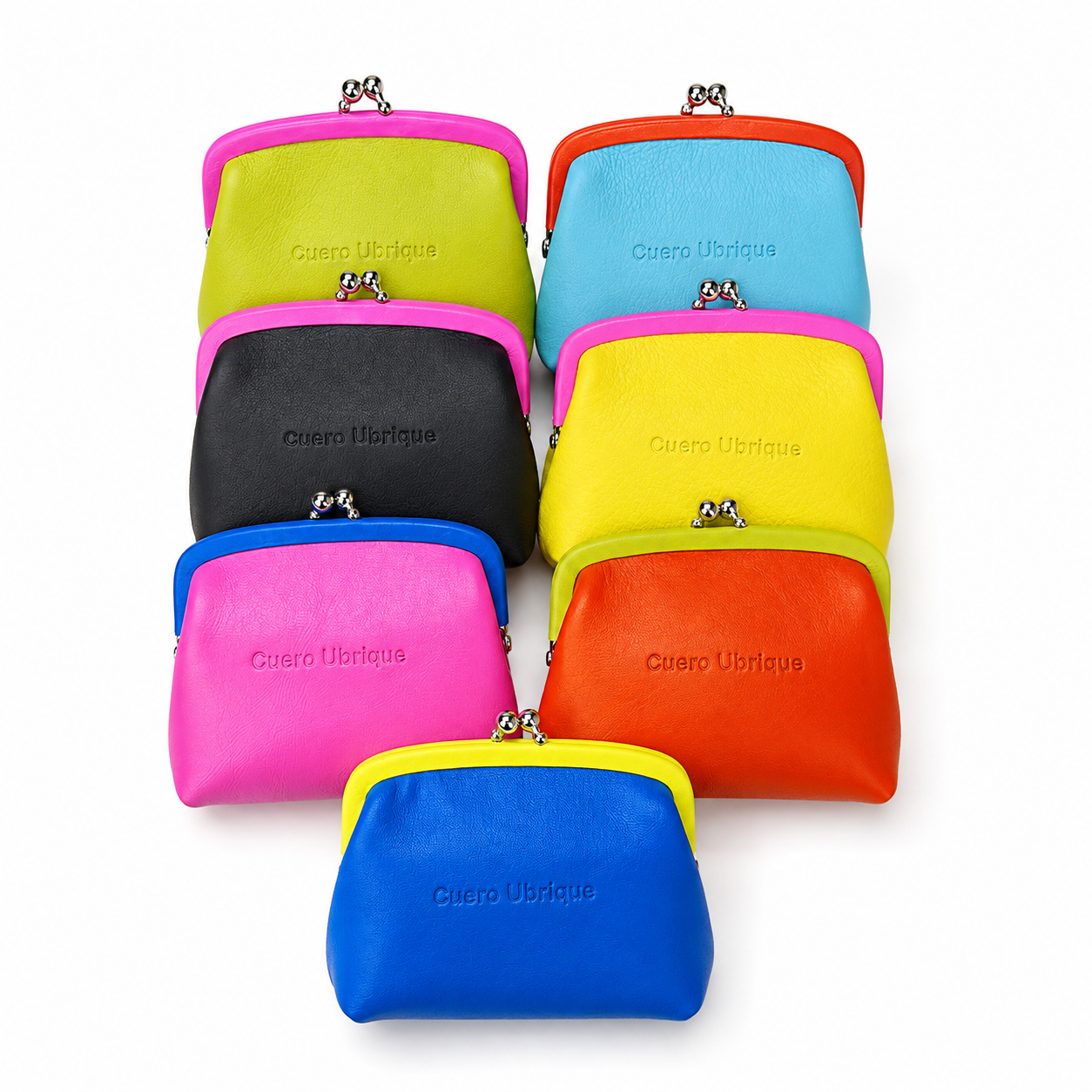 Monedero de piel artesanal bicolor colores variados CU88
