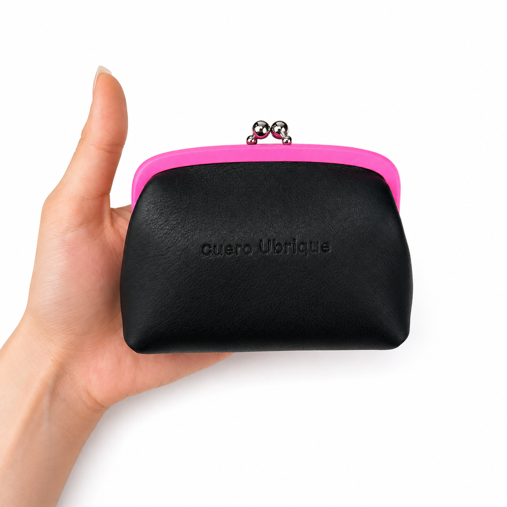 Monedero de piel artesanal con boquilla | Bicolor | CU88