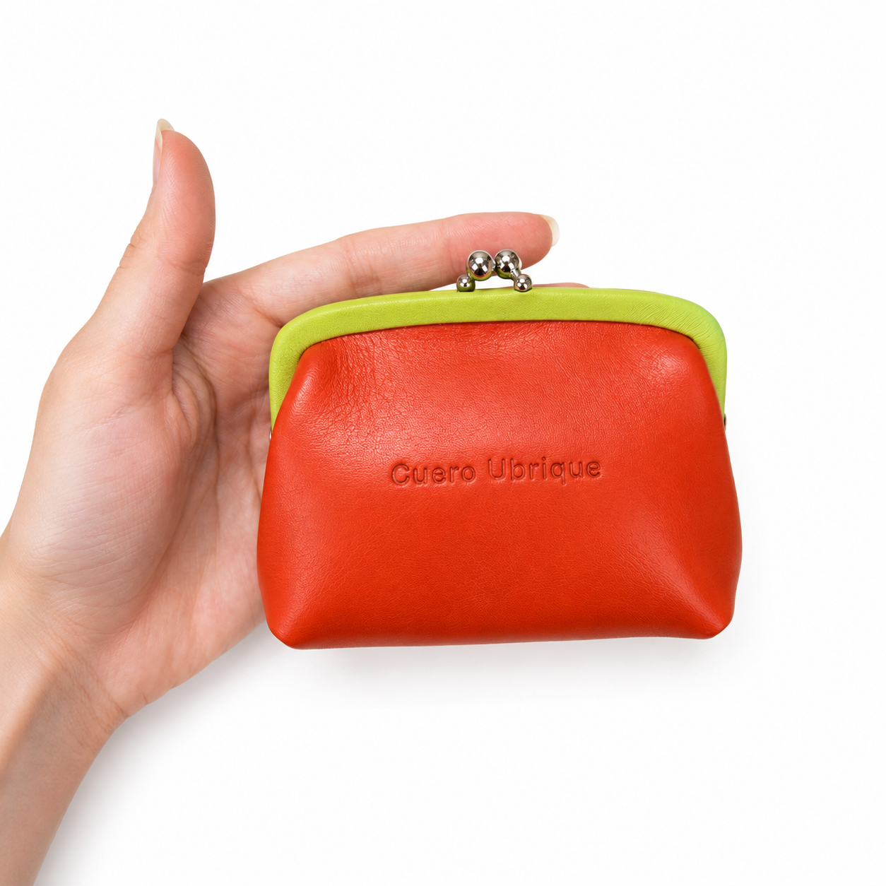 Monedero de piel artesanal con boquilla | Bicolor | CU88