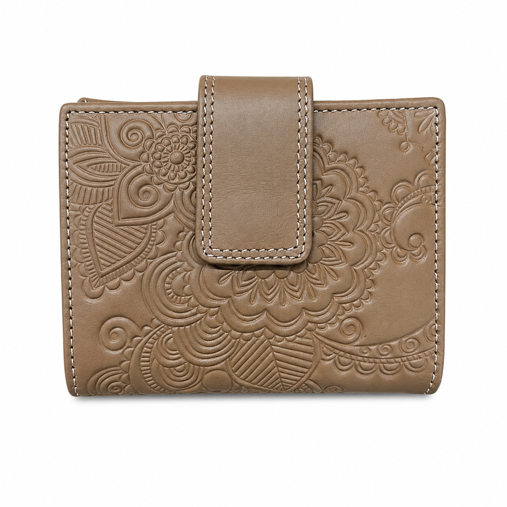 Cartera de piel BILL Peque – Grabado Floral